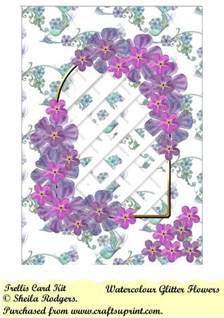 Watercolour Glitter Flowers Trellis Card Kit