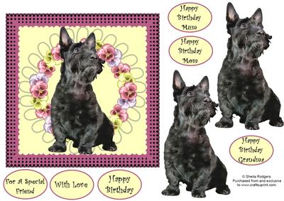 Black Highland Terrier Dog Decoupage