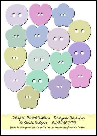 Set of 16 Pastel Buttons - Designer Resource