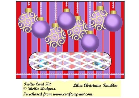 Lilac Christmas Baubles Trellis Card Kit