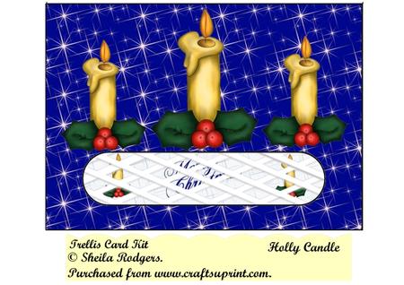 Holly Candle Landscape Trellis Card Kit