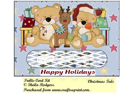 Christmas Teds Trellis Card Kit