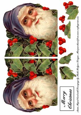 Santa Shaped Card with Decoupage
