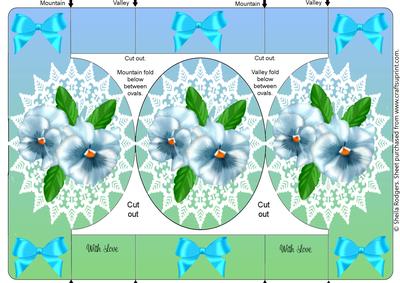 Pale Blue Pansy Oval Folded Pop Out