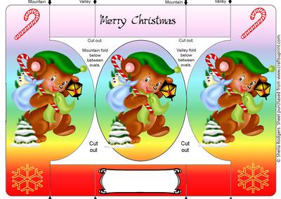 Christmas Mouse Oval Folded Pop Out