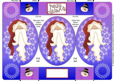 Santa Portrait Oval Folded Pop Out Card
