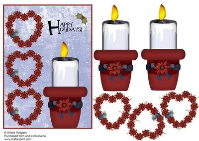 Holiday Candle and Poinsettia Wreaths