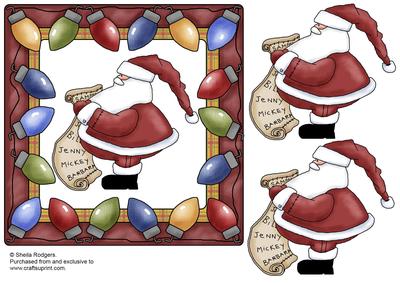Santa in Light Frame