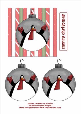 Striped, Penguin on a Bauble