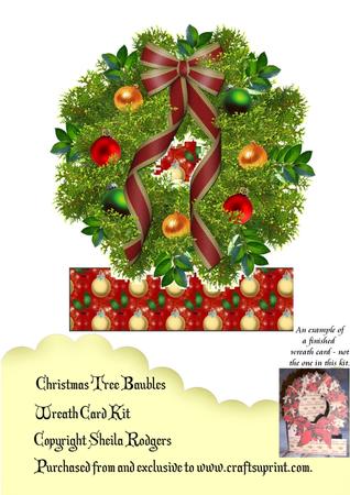 Christmas Tree Baubles Wreath Card Kit