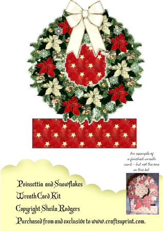 Poinsettia and Snowflakes Wreath Card Kit