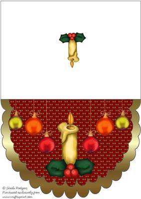 Baubles and Candle Scalloped Card