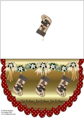 Snowmen Stockings Scalloped Card