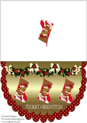 Snowmen Trio Stockings Scalloped Card