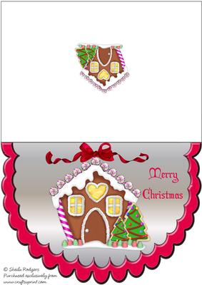 Gingerbread House Scalloped Card