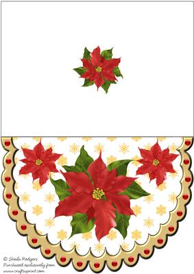 Red Poinsettia Scalloped Card