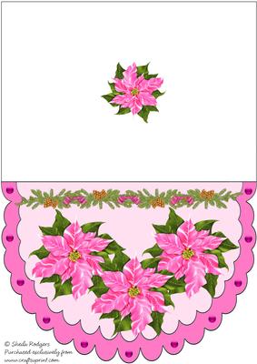 Pink Poinsettia Scalloped Card
