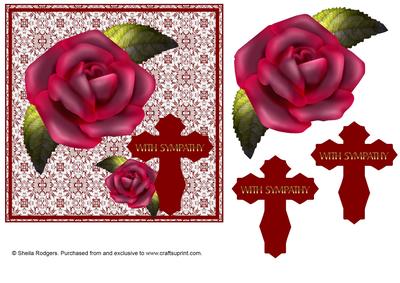 Red Rose and Lace Sympathy Card
