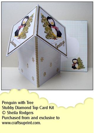 Penguin with Tree Stubby Diamond Top Card Kit