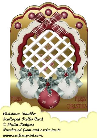 Christmas Baubles Scalloped Trellis Card Kit
