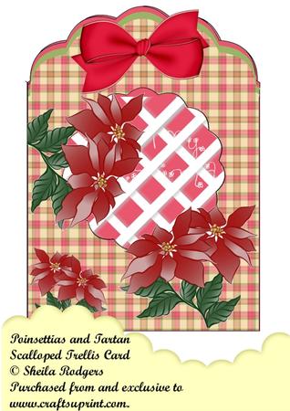 Poinsettias and Tartan Scalloped Trellis Card Kit