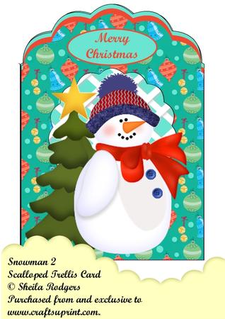 Snowman 2 Scalloped Trellis/aperture Card Kit