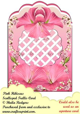 Pink Hibiscus Scalloped Trellis/aperture Card Kit