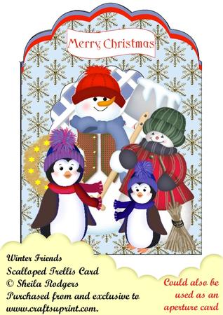 Winter Friends Scalloped Trellis/aperture Card Kit