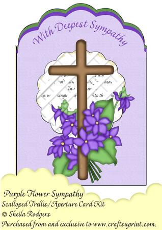Purple Flower Sympathy Scalloped Trellis/aperture Card Kit