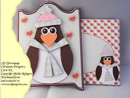 3D Decoupage Christmas Penguin 2 Card Kit