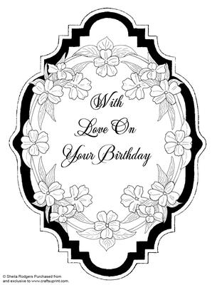 Digital Stamp - Floral Birthday Topper