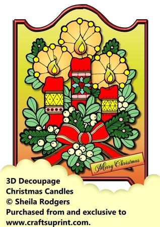 3D Christmas Candles Decoupage Card Kit