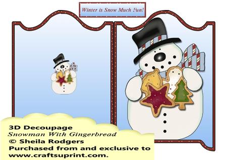 3D Snowman with Gingerbread Decoupage Card Kit