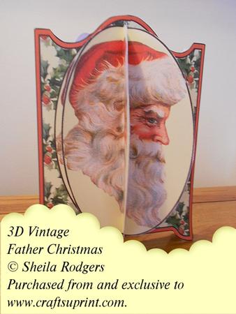 3D Vintage Father Christmas Card Kit