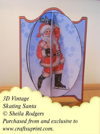 3D Vintage Skating Santa Card Kit
