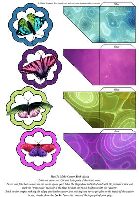 Corner Book Marks - Set of 4 Butterflies