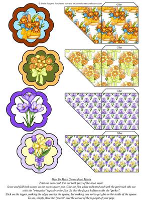 Corner Book Marks - Set of 4 Floral Number 2