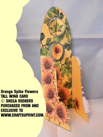 Tall Wing Card - Orange Spike Flowers