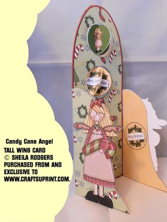 Tall Wing Card - Candy Cane Angel