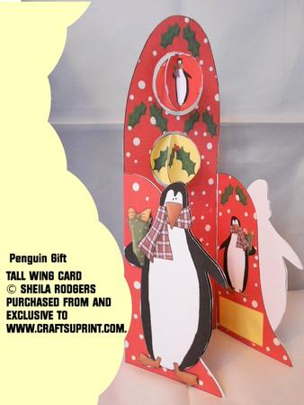 Tall Wing Card - Penguin Gift