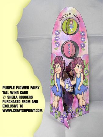 Tall Wing Card - Purple Flower Fairy