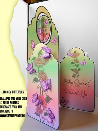 Scalloped Tall Wing Card - Lilac Gem Butterflies
