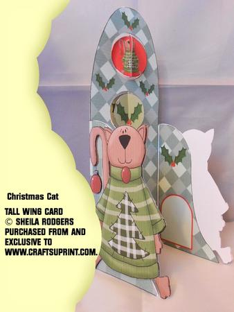 Tall Wing Card - Christmas Cat