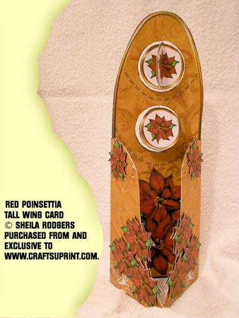 Tall Wing Card - Red Poinsettia
