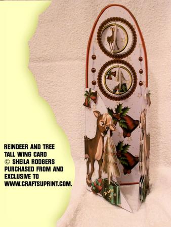 Tall Wing Card - Reindeer and Tree