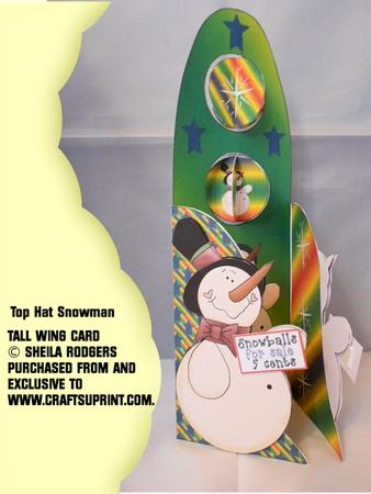 Tall Wing Card - Top Hat Snowman