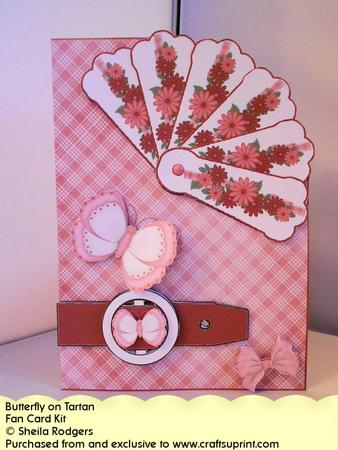 Fan Card - Butterfly on Tartan