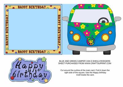 Blue and Green Camper Van