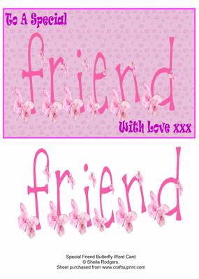 Special Friend Butterfly Word Card