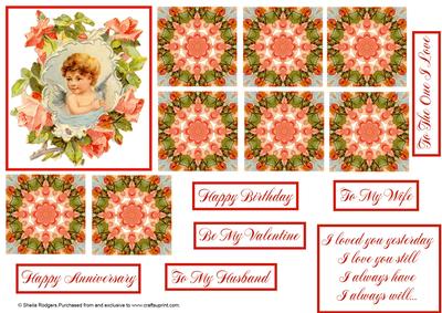 Cupid with Roses Topper and Teabag Tiles